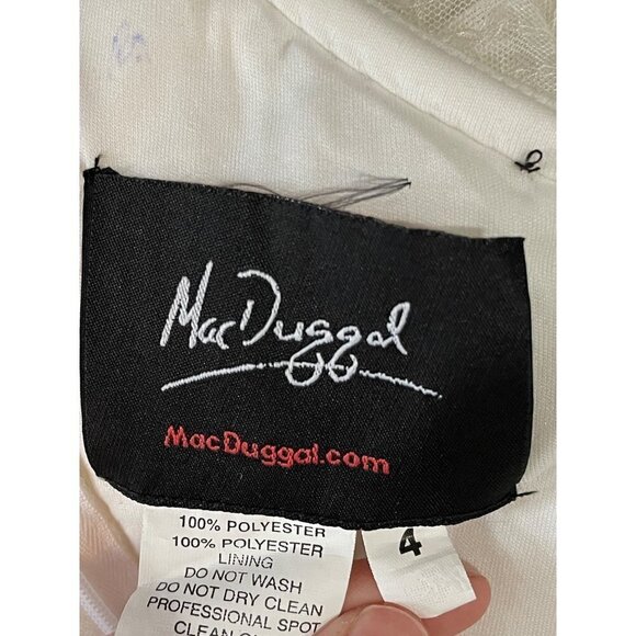 Mac Duggal Ruffle One Shoulder Sequin Mini Cocktail Dress White Womens 4 - Picture 10 of 11